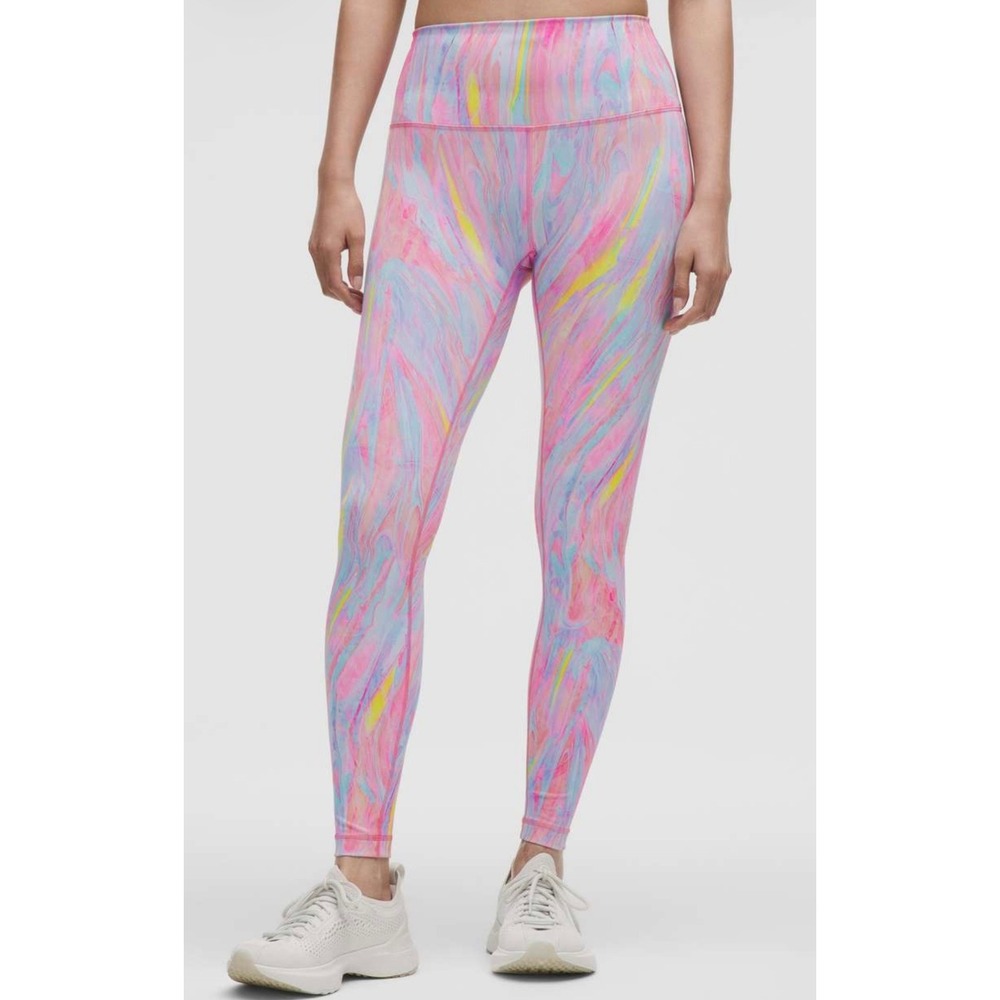 NWT Lululemon Wunder Train HR Tight 28 Marble Swirl Pink Blue Size 6